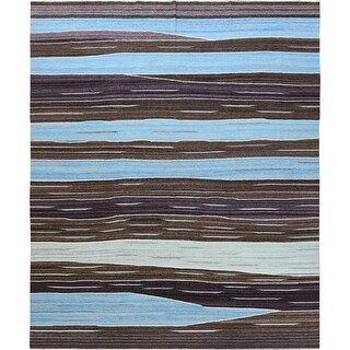 Hand Knotted Brown Flat Weave with Wool Oriental Rug (12'4
