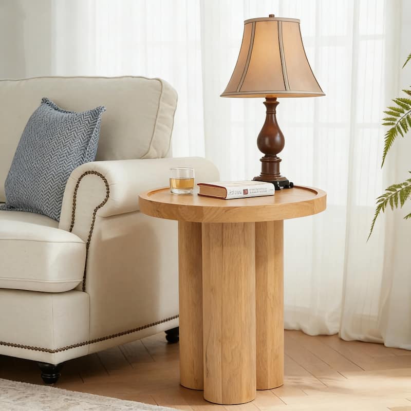 Christopher Knight Home - Lumi Modern 21.46" Height Round Wood End Table with Pedestal Base