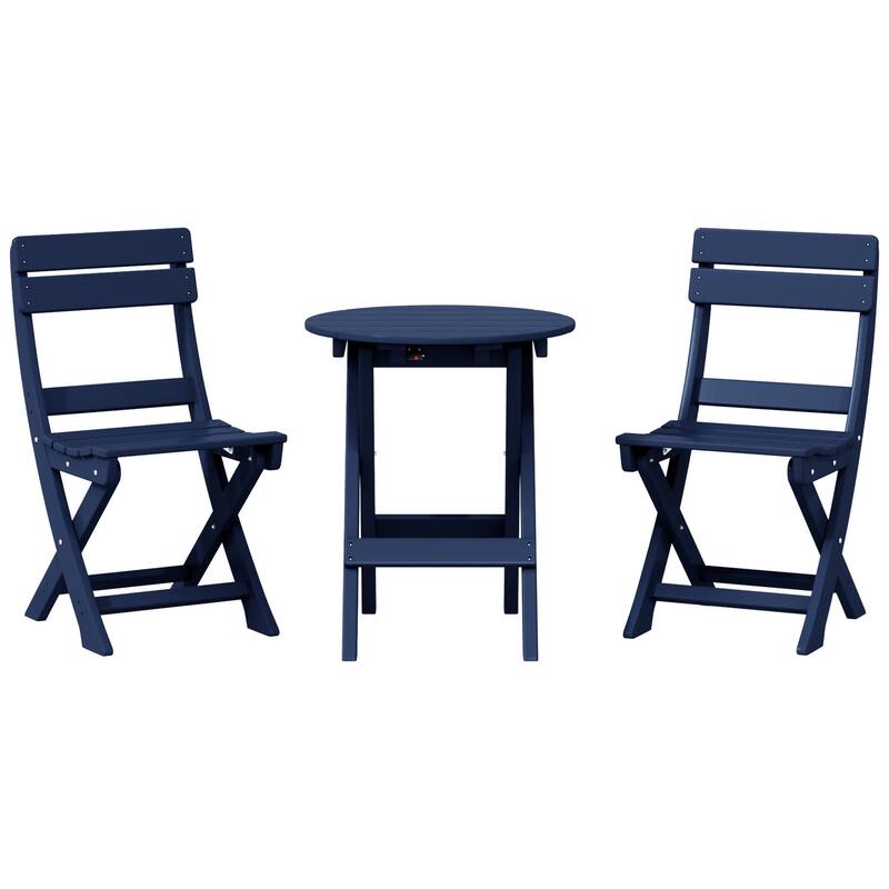 Laguna 3-Piece Folding Dining Set - Navy Blue