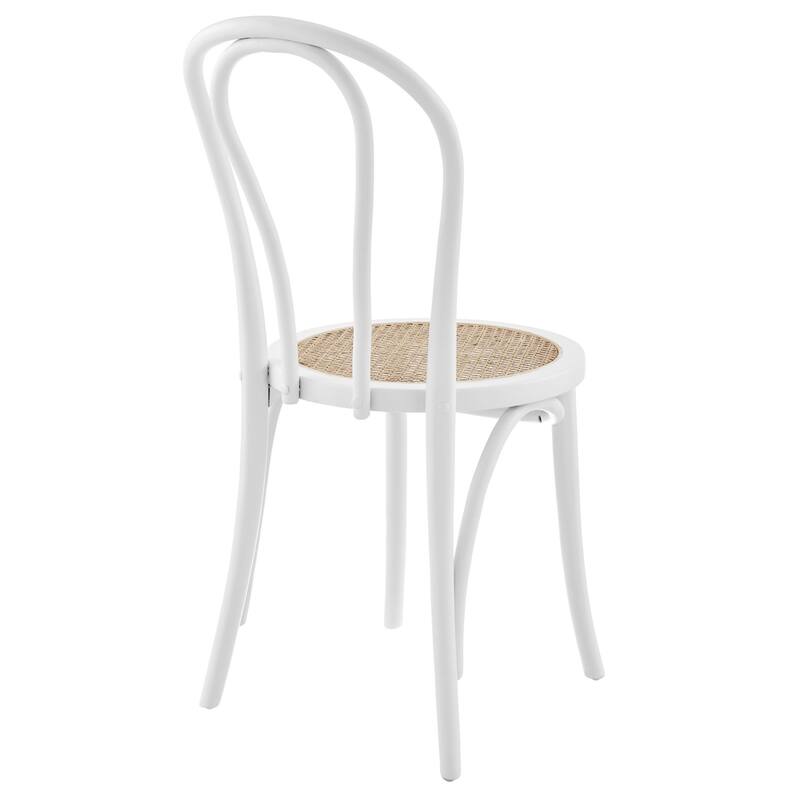 HomeRoots Set of Two Black and Natural Solid Wood And Rattan Curved Back Dining Side Chairs