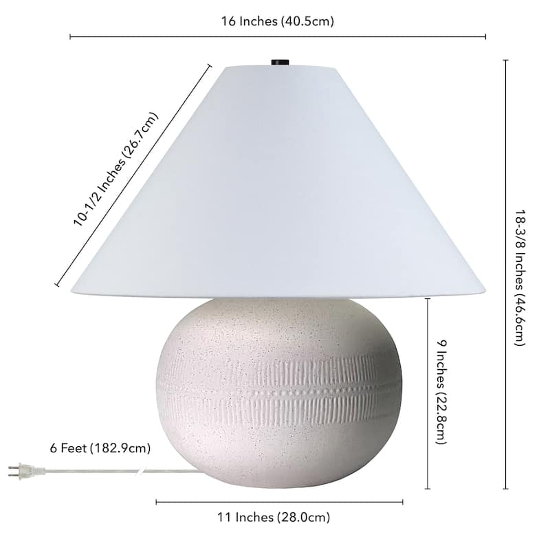 Willa 18" Tall Textured Ceramic Table Lamp with Fabric Shade - 16" Wide
