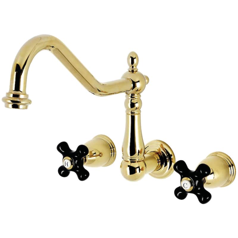 Kingston Brass KS128.PKX Duchess 1.8 GPM Wall Mounted Widespread - Polished Brass - Polished Brass