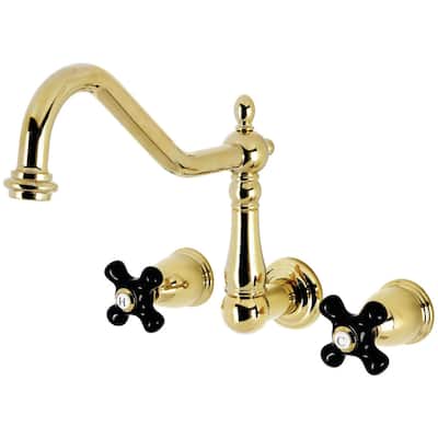 Kingston Brass KS128.PKX Duchess 1.8 GPM Wall Mounted Widespread - Polished Brass