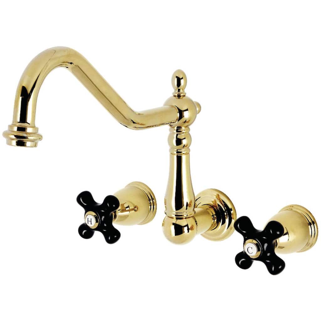 Kingston Brass KS128.PKX Duchess 1.8 GPM Wall Mounted Widespread - Polished Brass