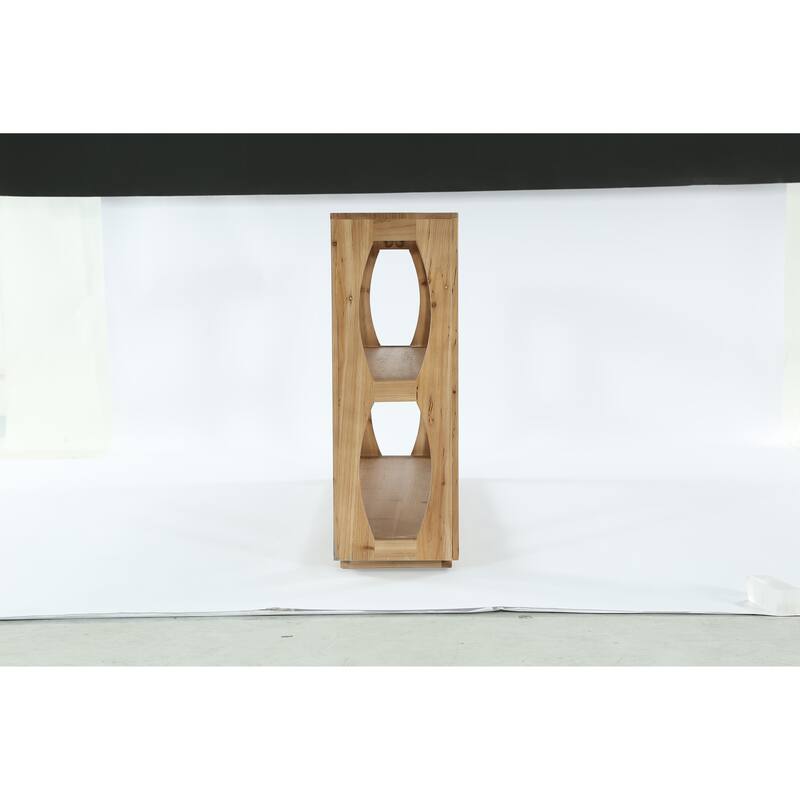 63" Solid Wood Console Table with 3-Tier Storage