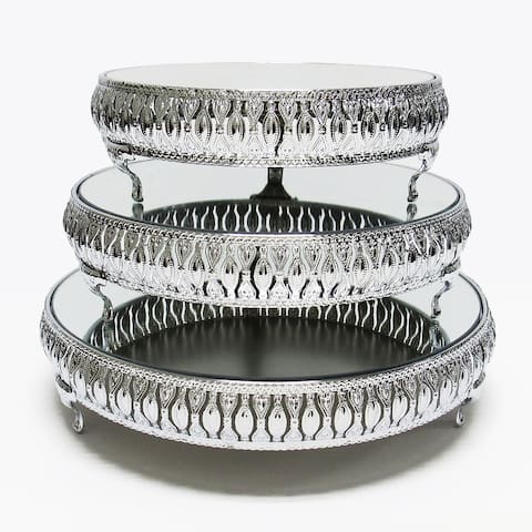 Silver Luxury Mirror Top Cake Stand Dessert Display