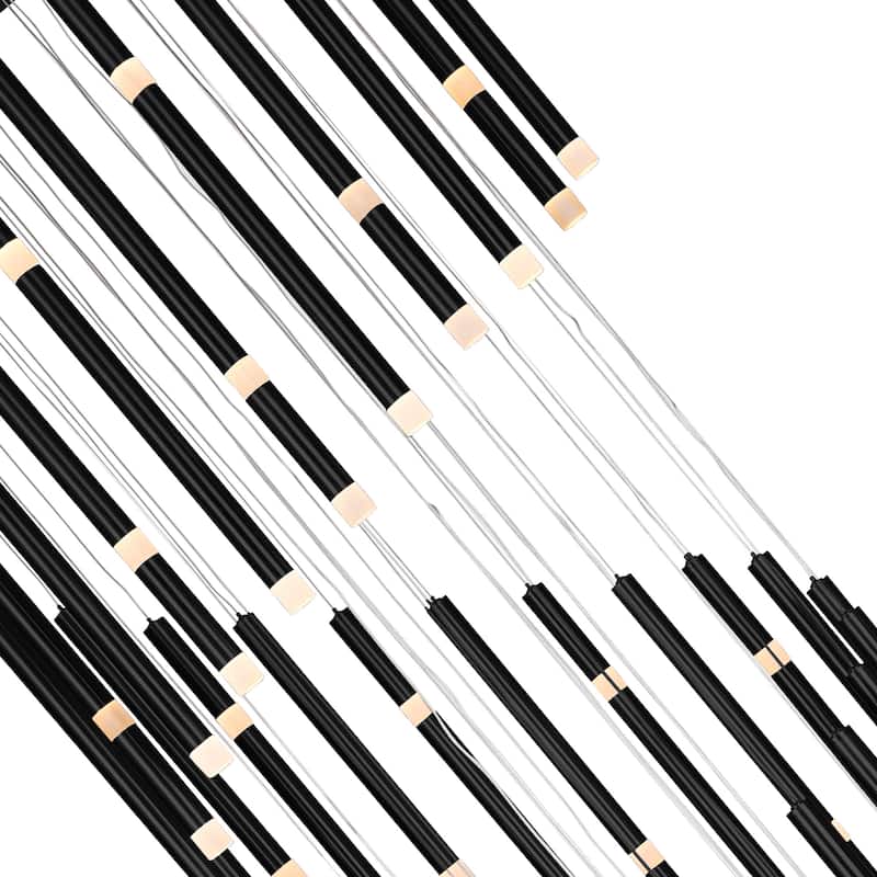 Flute Integrated LED 54in Black Chandelier