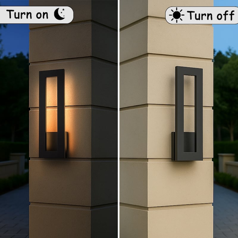 Modern Outdoor Integrated LED Matte Black Wall Light 24W with Frosted Acrylic Shade Up/Down Wall Mount for Porch Patio (2 Pack)