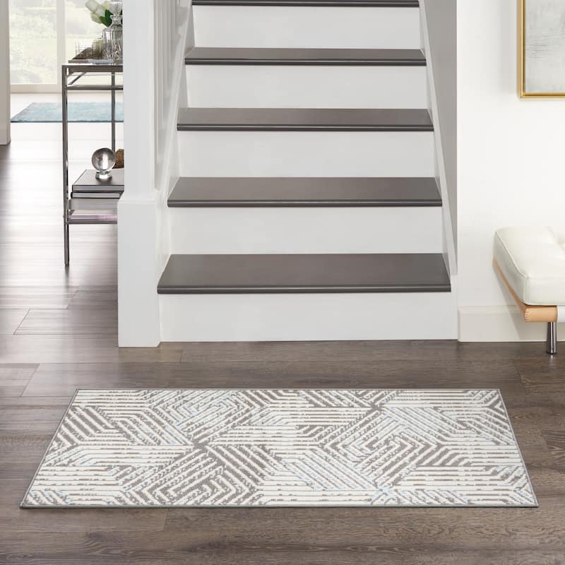 Nourison Grafix Indoor Grey Geometric Area Rug