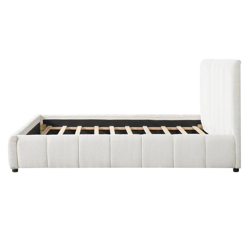 Christopher Knight Home - Modern Boucle Upholstered Platform Bed with Vertical Tufted Headboard