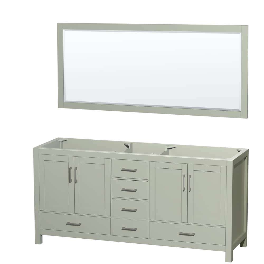 Wyndham Collection Sheffield 72" Hardwood Vanity Cabinet and Mirror -