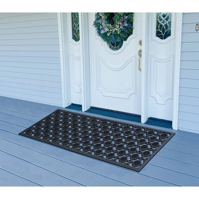 A1HC Rubber Iron Beautiful Hand Finished Elegant Large Double Doormat 18"X48"