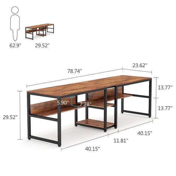 78.7 Computer Desk with shelves, Two Person Desk - Bed Bath & Beyond -  32771300