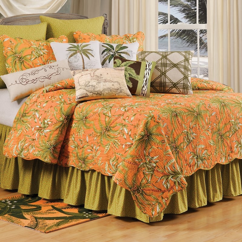 Colonial Williamsburg Barbados Sunset Twin Quilt 100% Cotton Lightweight Machine Washable Reversible Bedspread Coverlet