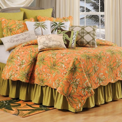 Colonial Williamsburg Barbados Sunset Twin Quilt 100% Cotton Lightweight Machine Washable Reversible Bedspread Coverlet