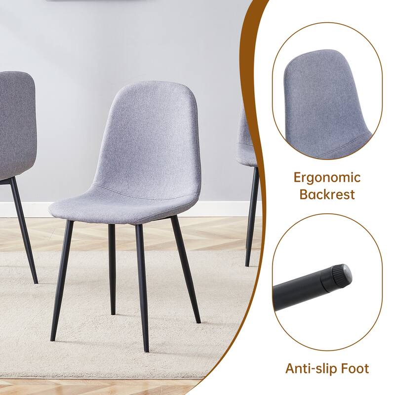 5 Piece 42-52" Extendable Round Dining Table Set with 4 Linen Chairs, Adjustable Home/Office Table Set for Small Spaces, Seats 4