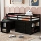 preview thumbnail 31 of 87, Pine Wood Bed Low Loft Bed with Retractable Writing Desk, 3 Drawers Espresso - Twin