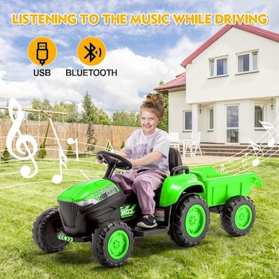 EROMMY Ride on Car Toys with Remote Control, Digger, Horn, Lights, Music Player, Safety Belt,