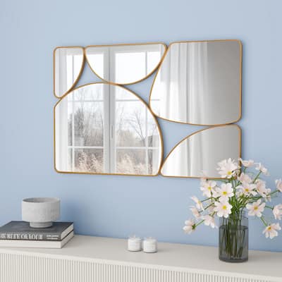 Antique Gold Wall Mirror Metal Frame Accent Mirror - 35.44"×23.63"
