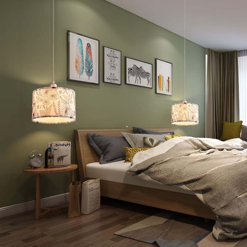 2 pack pendant light white & black hanging light metal bedroom light