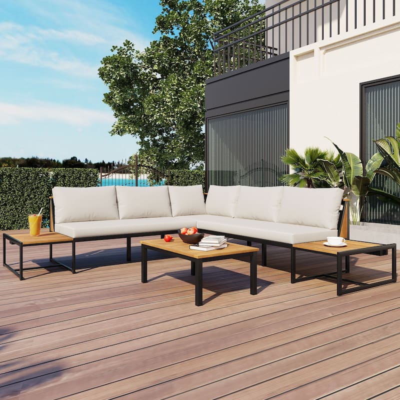 Sleek and Modern 4-Piece Patio Furniture Set by Leisure Zone
