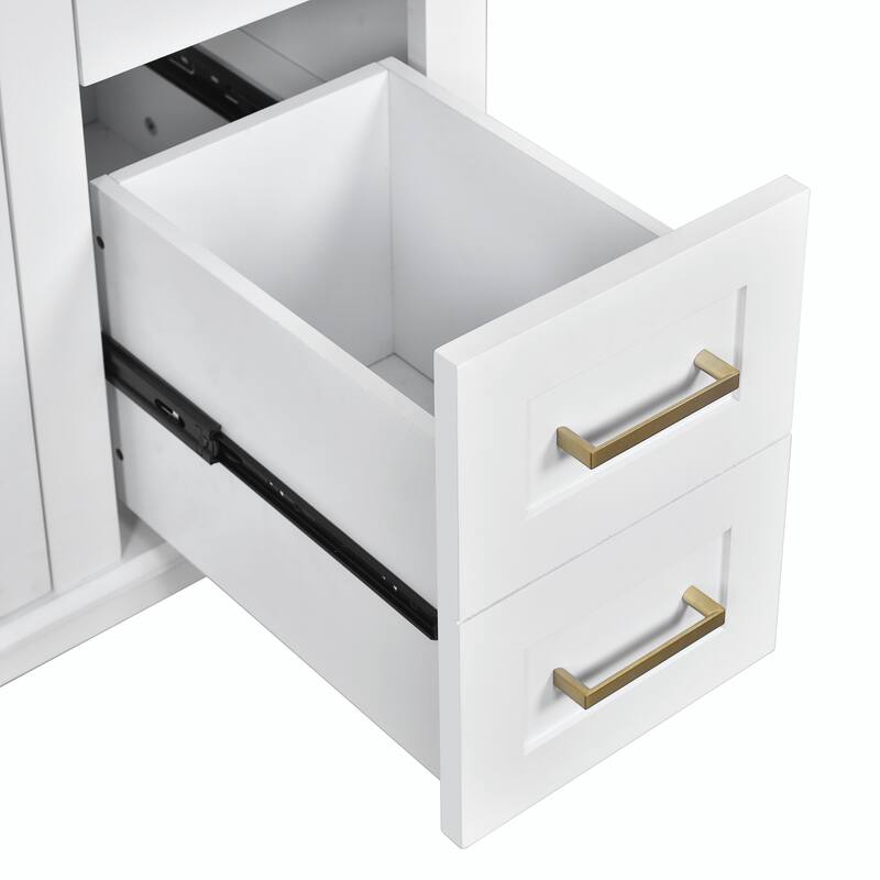36" Modern Bathroom Vanity with Ceramic Sink, Soft Close Doors, 4 Drawers for Storage