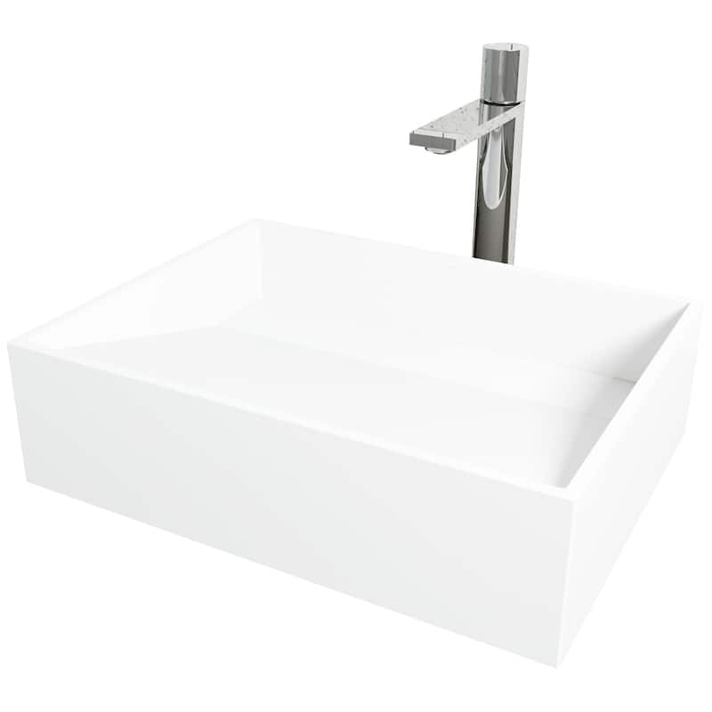 VIGO Starr 17"L x 13"W MatteStone Vessel Sink and Gotham 12"H Faucet Set