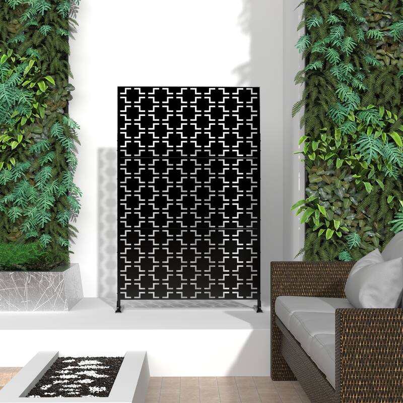 Metal Privacy Screen Panel Free Standing Square - 72*47