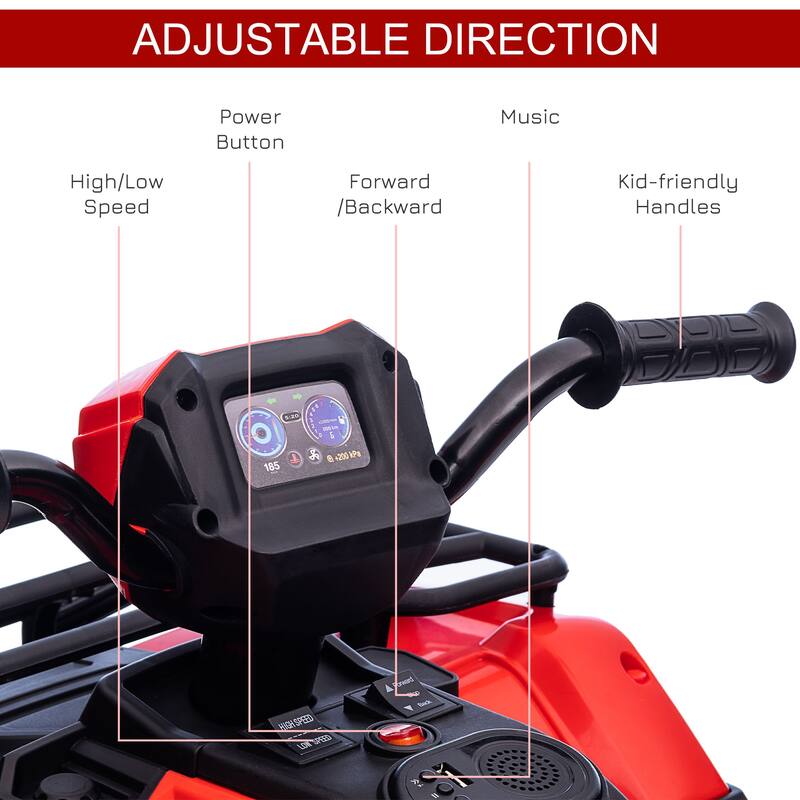 12V Electric Ride-On ATV for Kids, 4-Wheeler with Headlights, MP3, Treaded Tires, Battery Powered Quad
