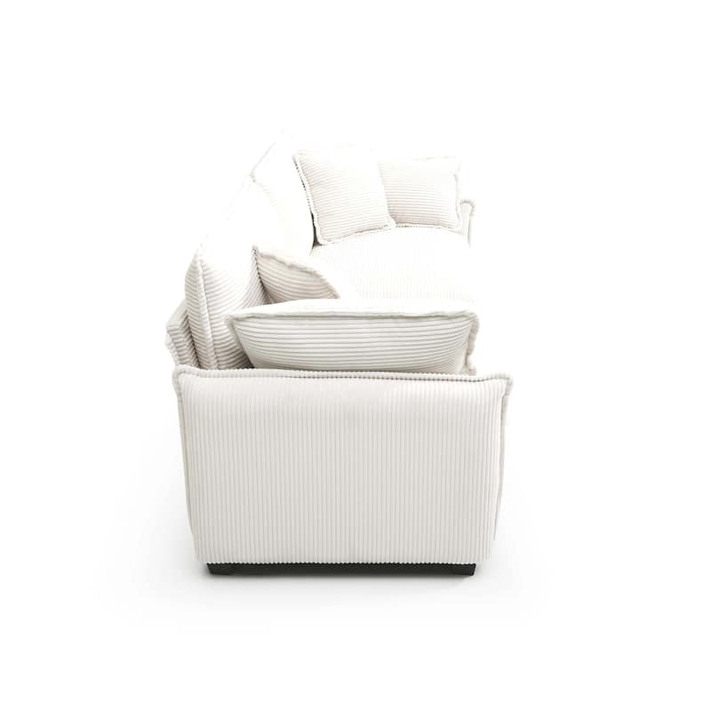 Oversize Loveseat, 81'' 2 Seater Corduroy Couch with 4 Pillows and Removable Armrests, Modern Love Seat for Living Room, Office