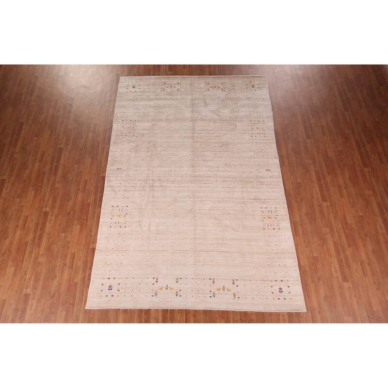 Striped Tribal Gabbeh Oriental Area Rug Handmade Wool Carpet - 7'9"x 11'9"