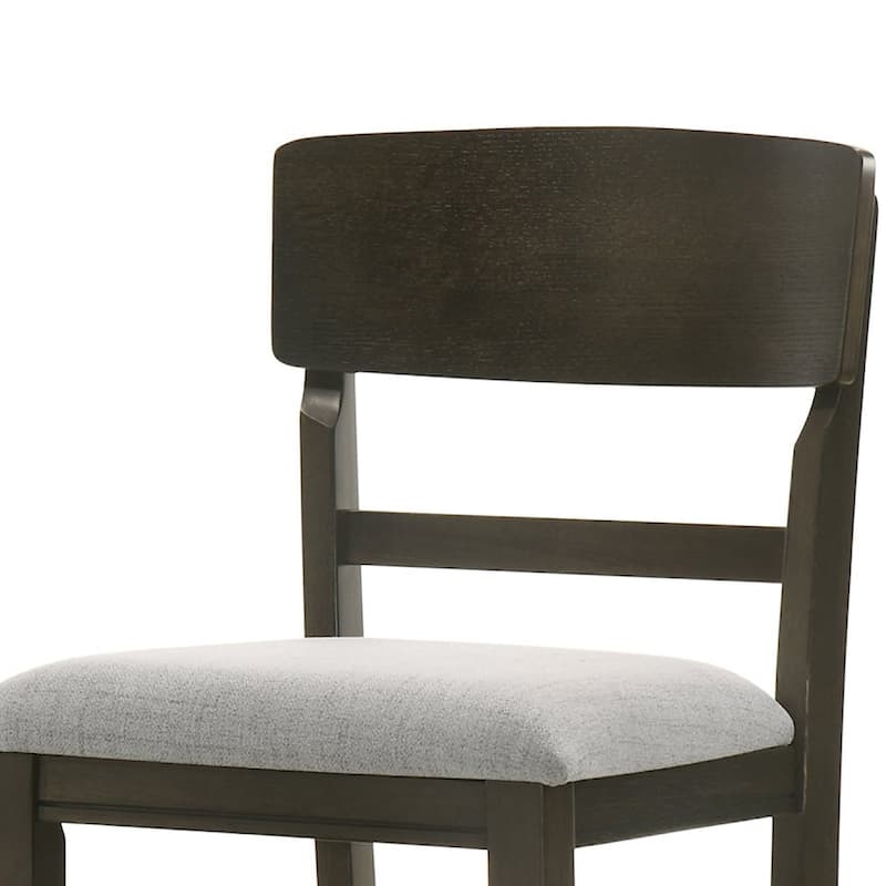 Kimberly 24 Inch Counter Height Chair Set of 2, Black Wood, Gray Fabric