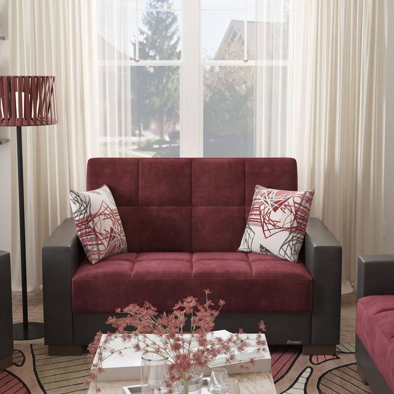 Collection Upholstered Convertible Loveseat With Storage