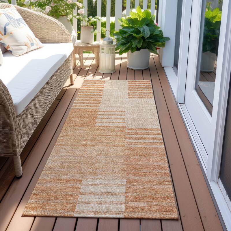 Machine Washable Indoor/ Outdoor Chantille Geometric Contemporary Rug