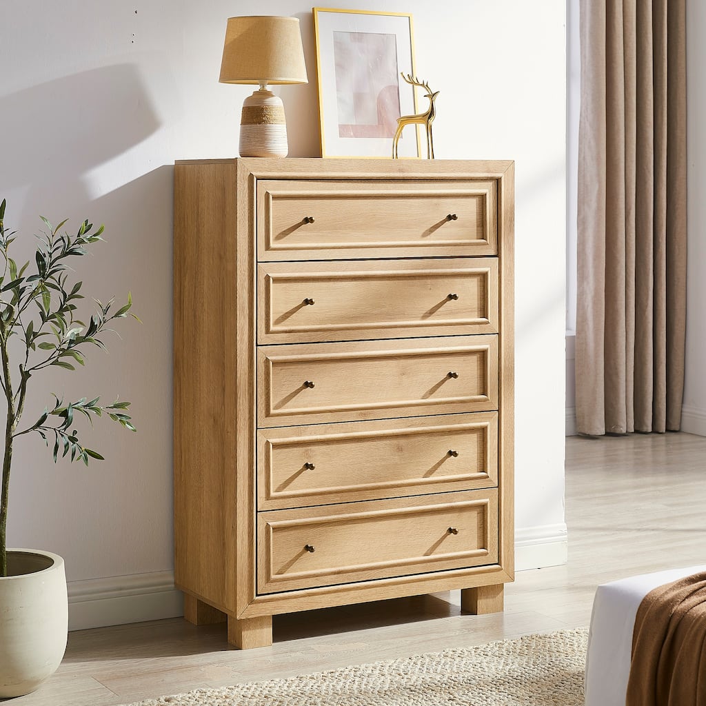 Transitional Modern 5 Drawers Dresser, 2 Base Types, Chest of Drawers