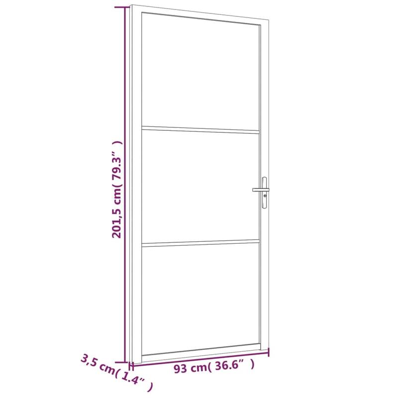 vidaXL Glass Door Interior Door with Alloy Handle ESG Glass and Aluminum Black