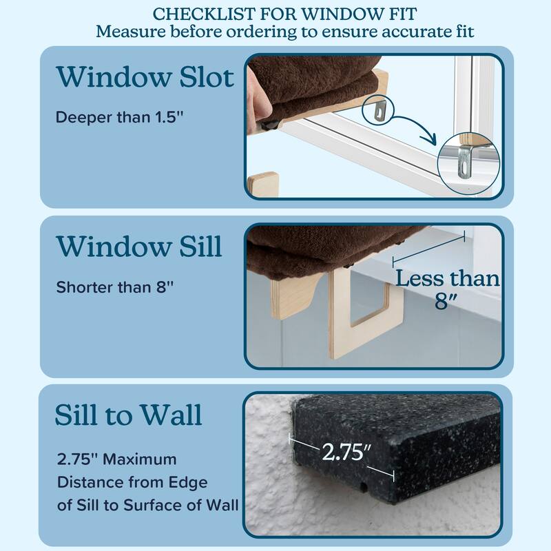 PETMAKER Cat Bed for Window Sill - Cat Window Perch with Bolster