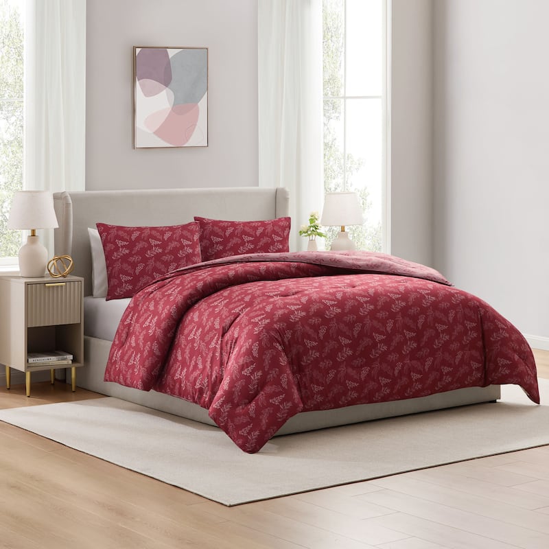 Empyrean 3PC Reversible Botanical Printed Comforter Bedding Set