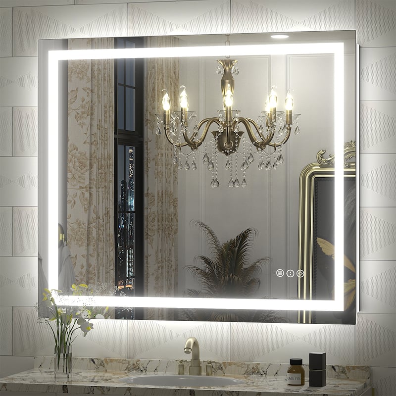 KIOTEE Super Bright Anti-fog LED Bathroom Mirror with Backlit and Front Lighting 3-Year Warranty - 40x36