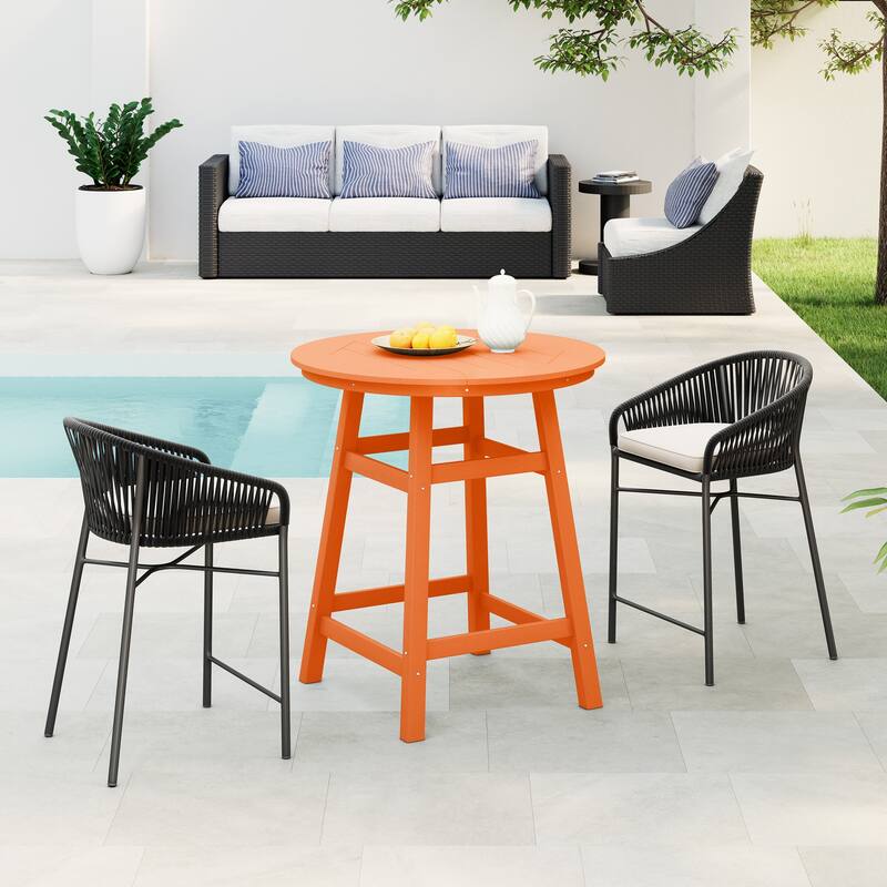 Polytrends Laguna Hdpe All Weather Outdoor Patio 35" Round Counter Table - Orange