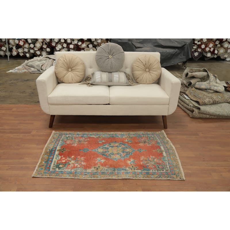 Hand Knotted Oriental 100% Wool Carpet Traditional Floral Oranges & Rust Tabriz Area Rug - 4' 5'' X 2' 8''