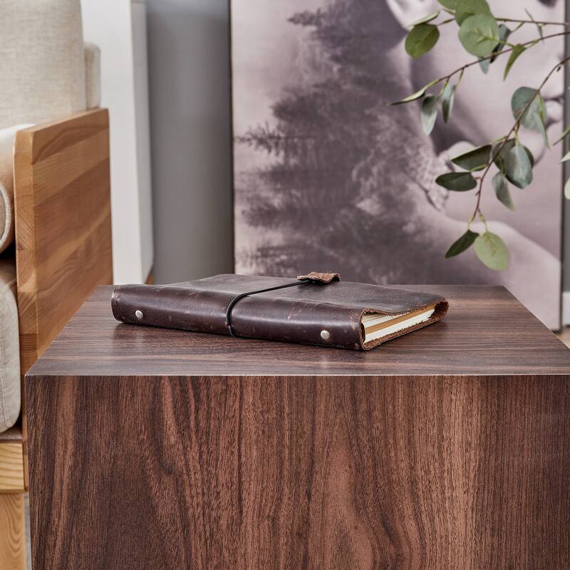 Roomfitters Cube MDF Coffee Table with Walnut Grain Finish, 12"x12"x20" Stylish Accent Table for Versatile Spaces