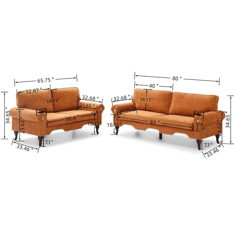Linen 5-Seater Sectional Sofa Set with Chesterfield Design