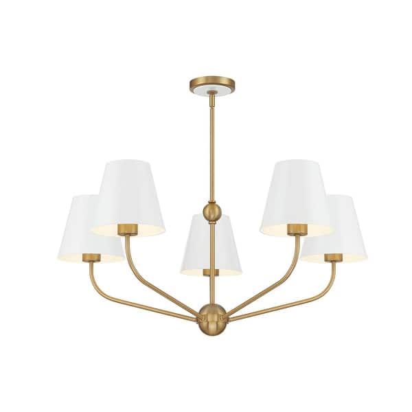 slide 2 of 11, Crystorama Lighting Group XAV-B9315 Xavier 5 Light 28" Wide Chandelier Vibrant Gold / White
