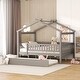 preview thumbnail 4 of 58, Wooden House Bed With Twin Size Trundle