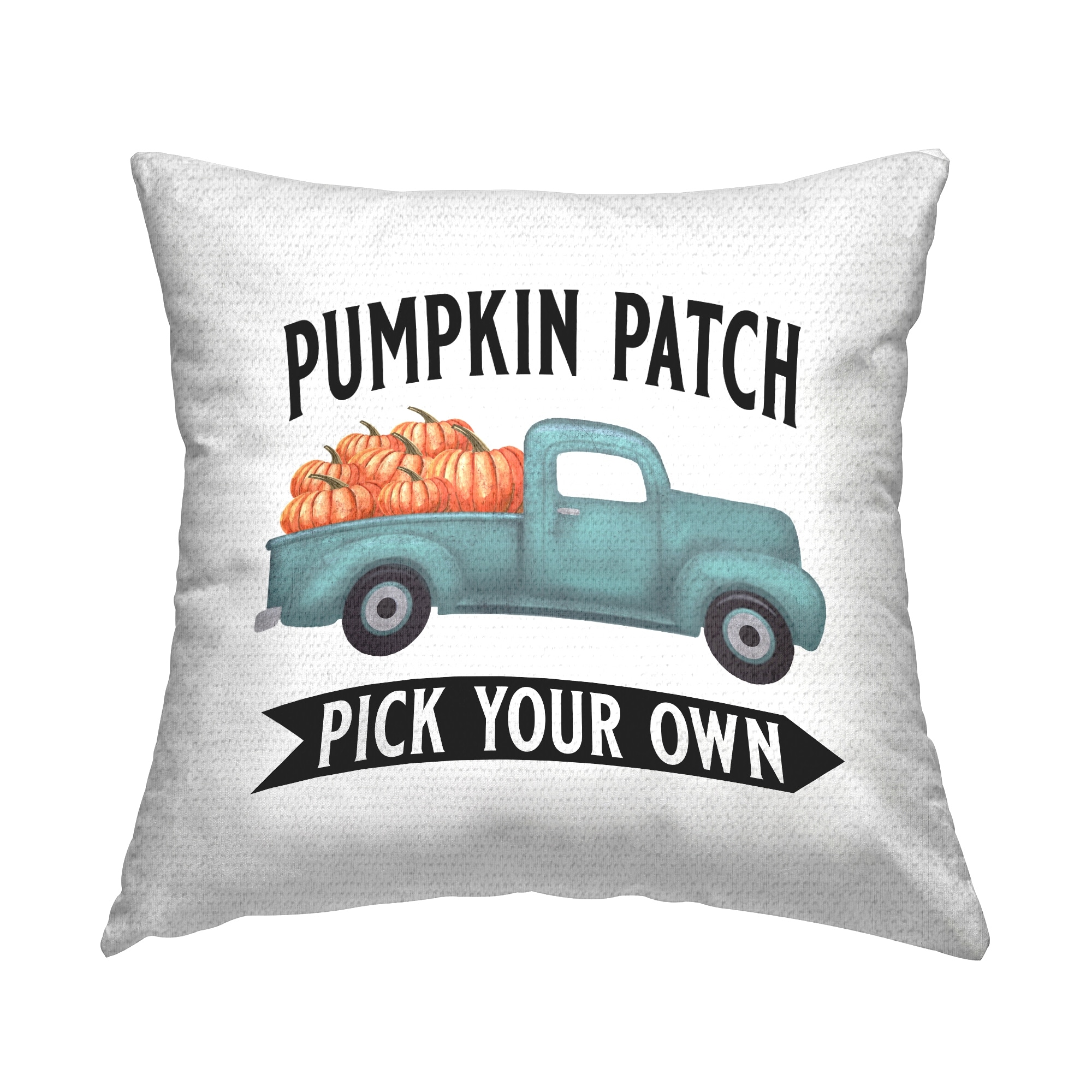 Stupell Blue Pumpkin Patch Truck Rustic Farmhouse Printed Outdoor Throw Pillow Design by Lettered and Lined