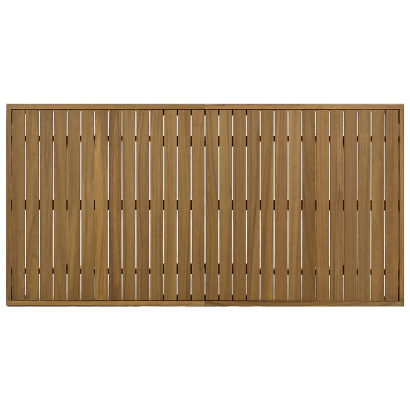 Acacia Wood Outdoor Dining Set for 4, 4 Armless Single Chairs with Cushions, Dining Table with Waterproof Desktop