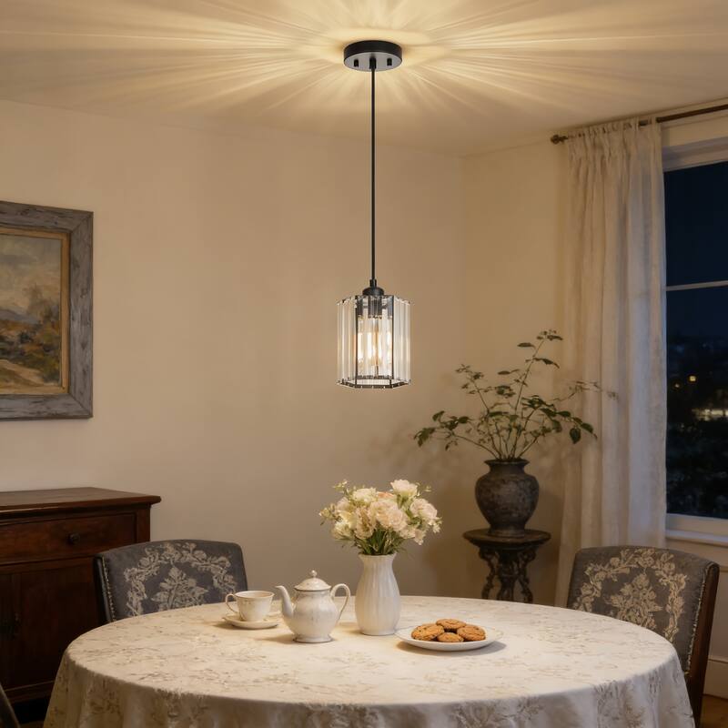 Starsky 1-Light Modern Minimalist Single Glass Pendant Light - Black