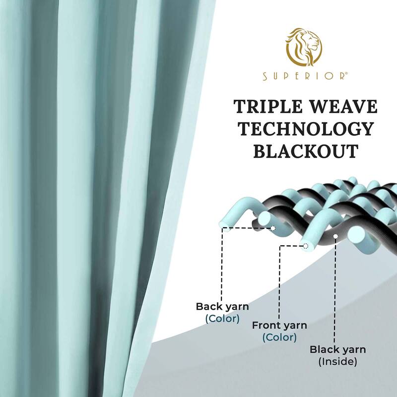 Superior Solid Machine Washable Room Darkening Grommet Blackout Curtains, Set of 2