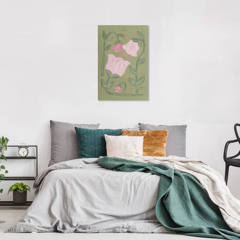 Wynwood Studio Canvas Floral and Botanical Hanging Lamps Flora Pink and Light Pink Modern & Contemporary Wall Art Canvas Print - 24 x 16